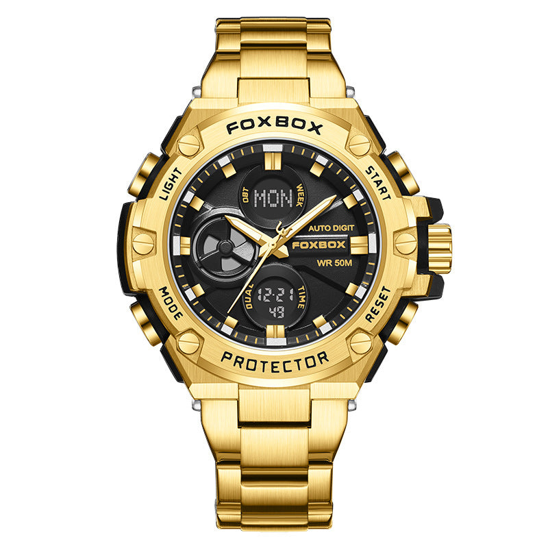 Dual Display Luminous Electronic Watch Sports Quartz Steel Watch
