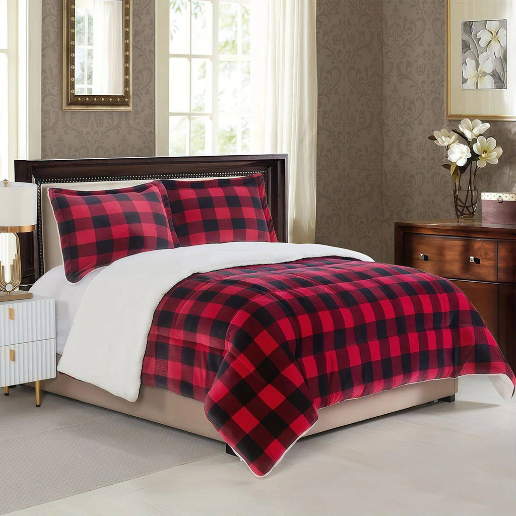 Cozy Sherpa Fleece Buffalo Plaid Blanket