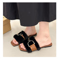 Femmes Plus Taille Plat Métal D Style de fée Une Slippers Furry Slippers Full Fur House
