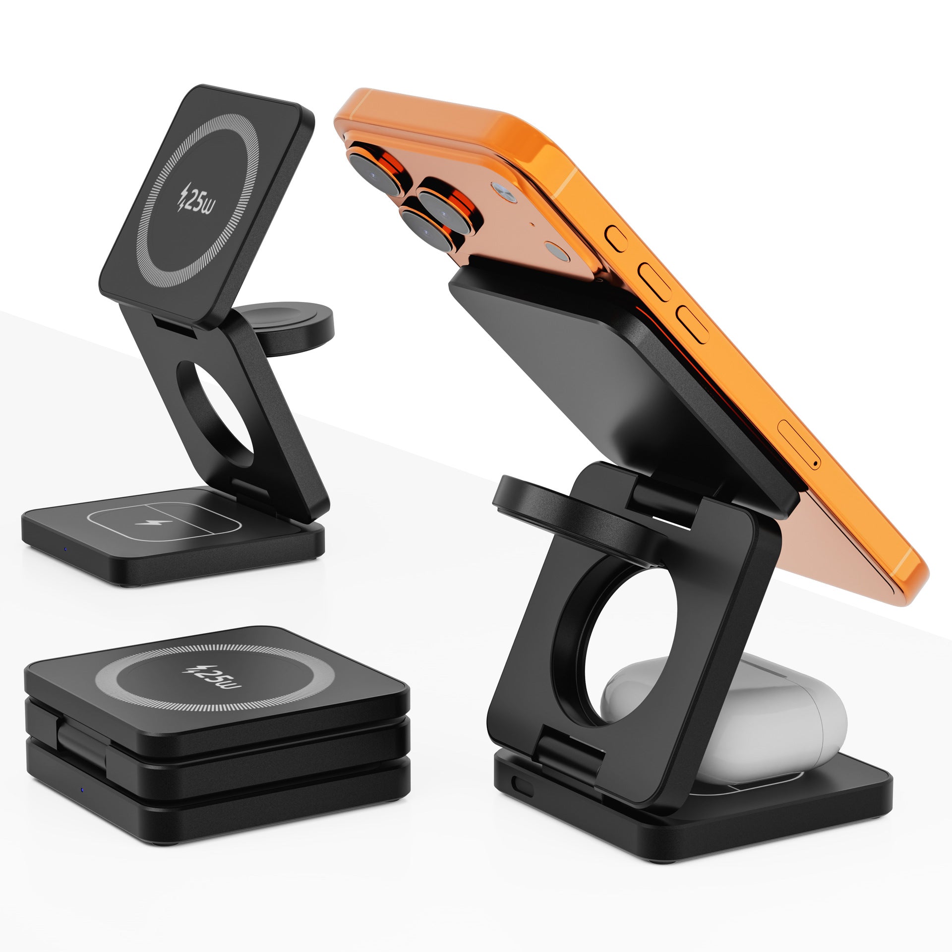 Support de bureau de recharge magnétique pliable 3-en-1