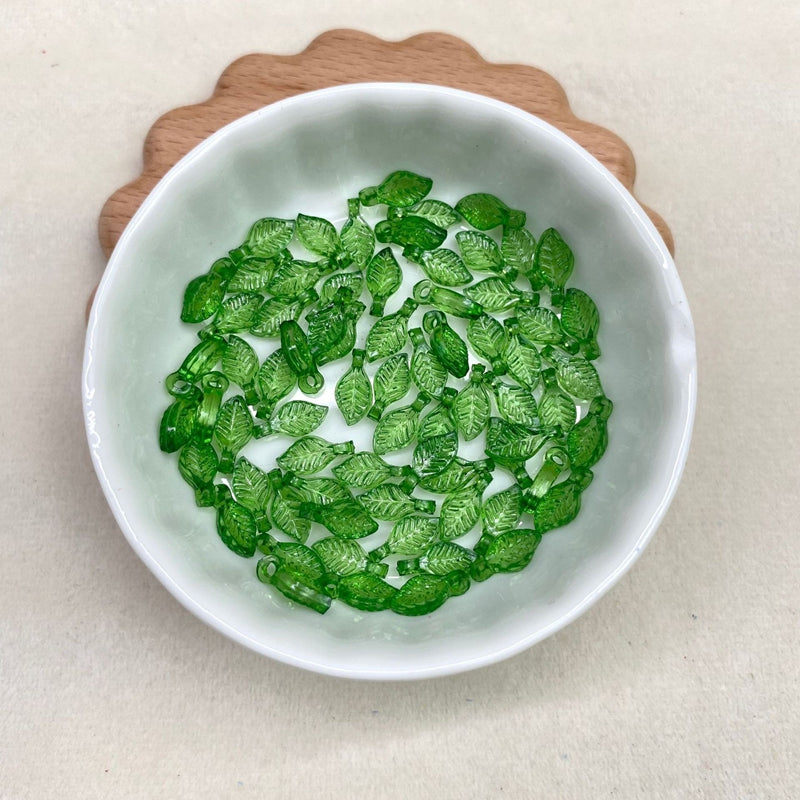 Tiny Translucent Acrylic Leaf Charms