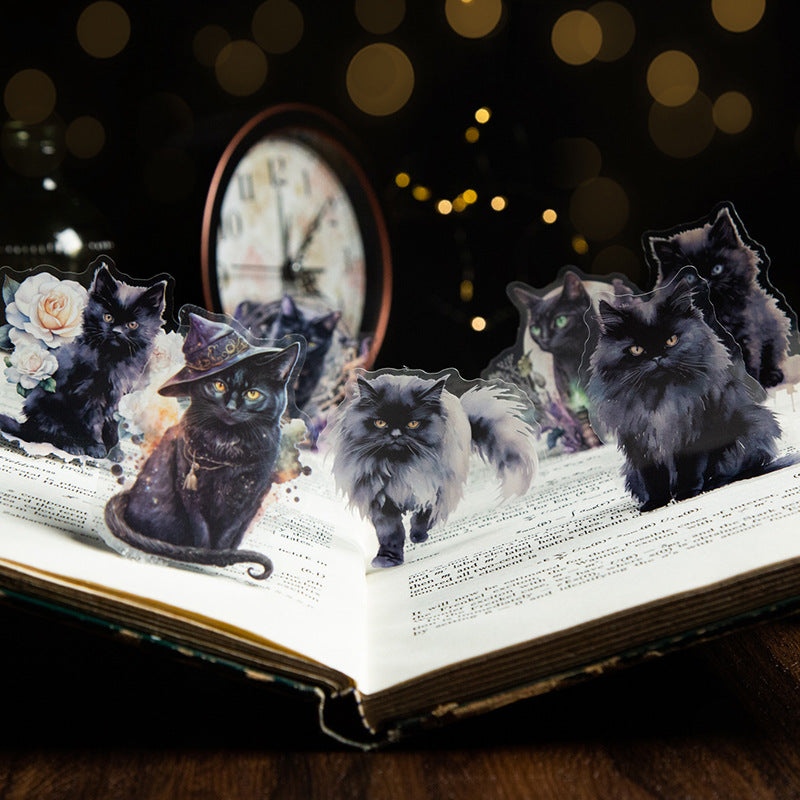 Belle journée PET Stickers Black Leah's Cat Series