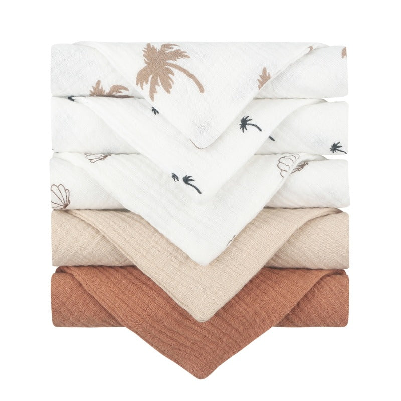 Serviette pour bébé en coton uni de 5 pièces