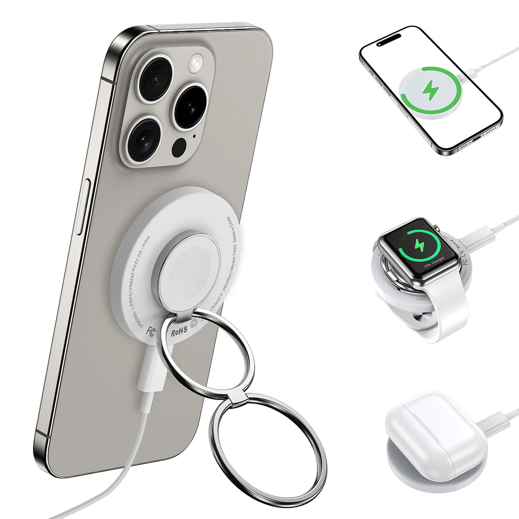 Bague de pliage portable créative Chargeur sans fil magnétique deux en un