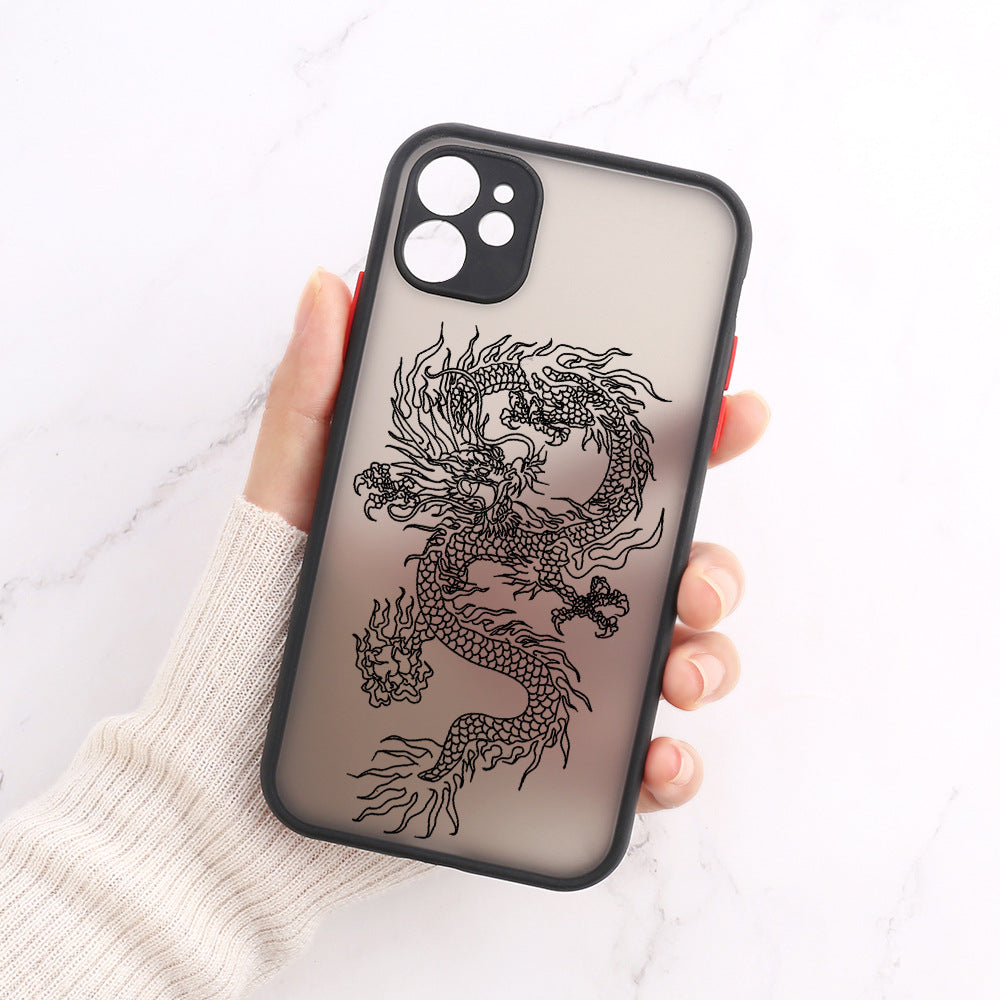Flower Anti Drop Black Skin Feel Phone Case