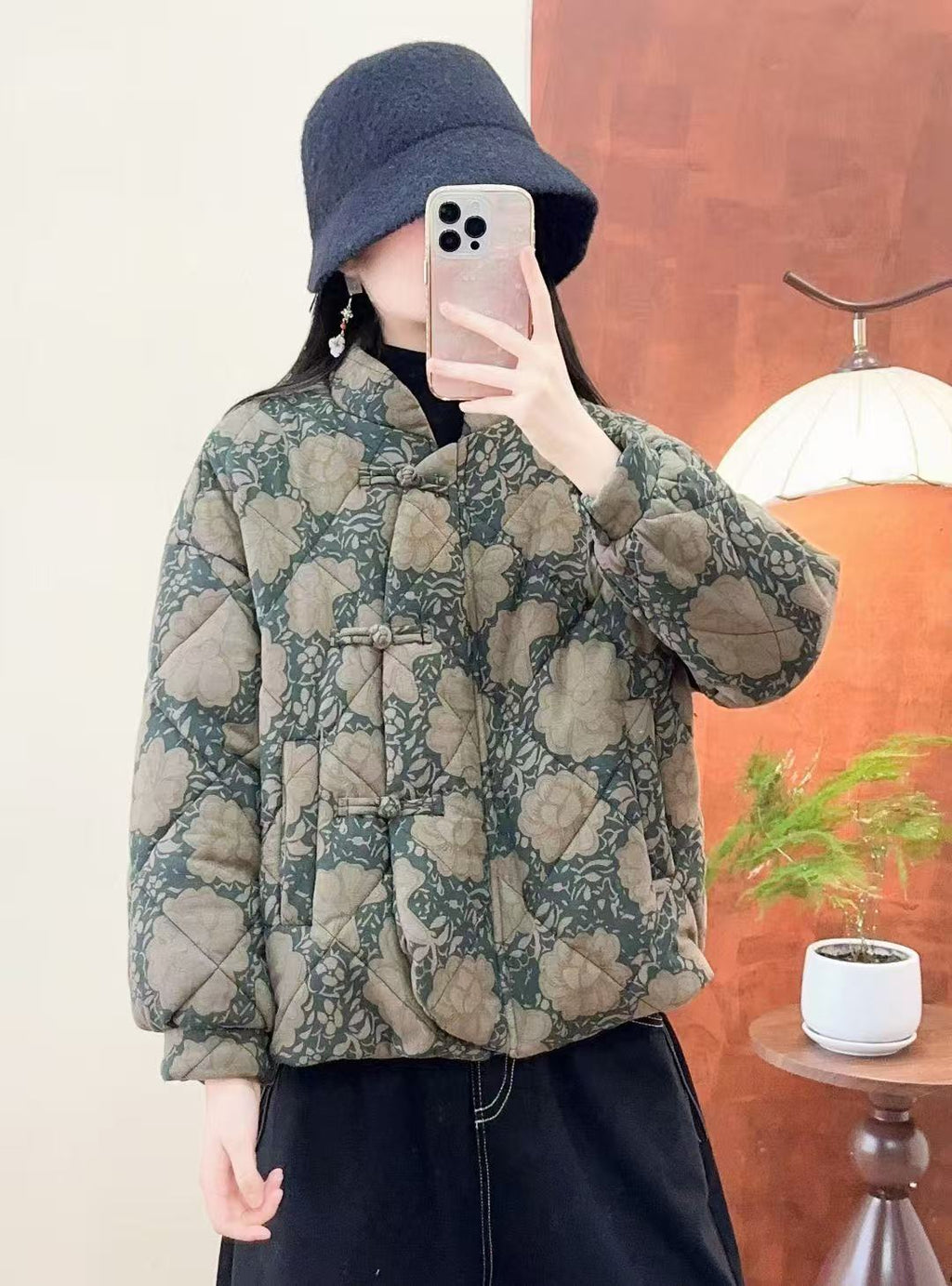 Women's printed cotton-polyester coat