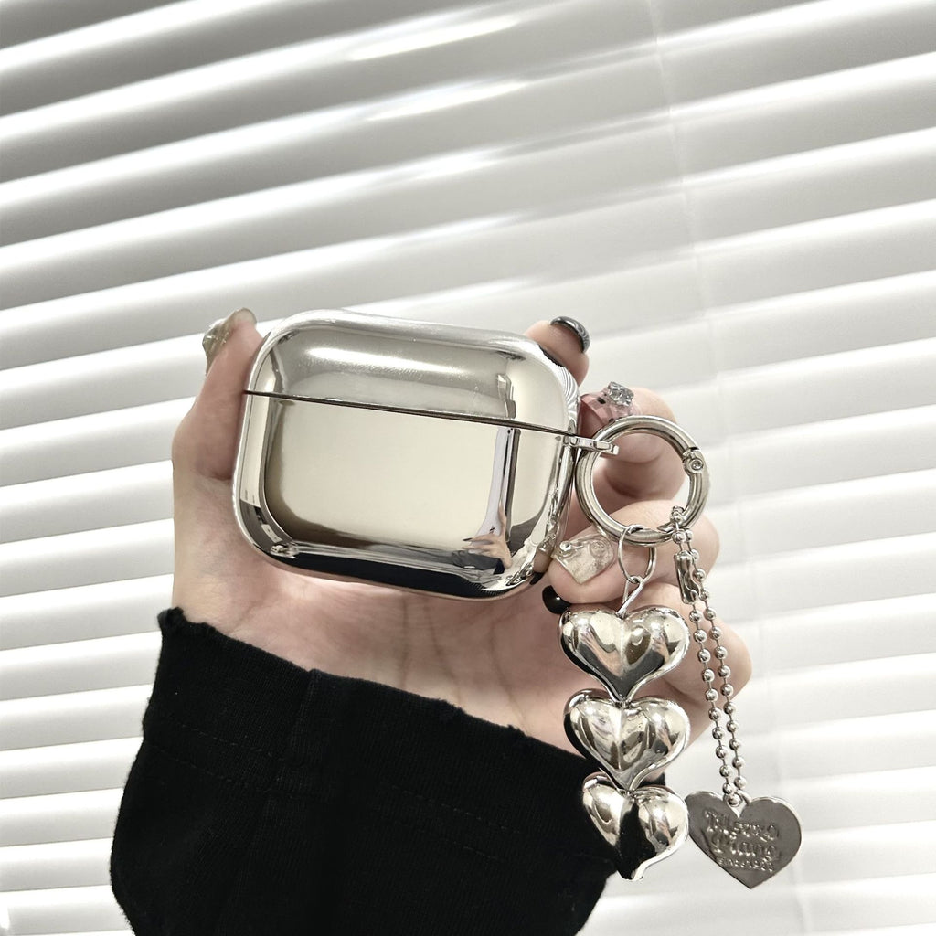 Solid Color Heart Pendant Earphone Case