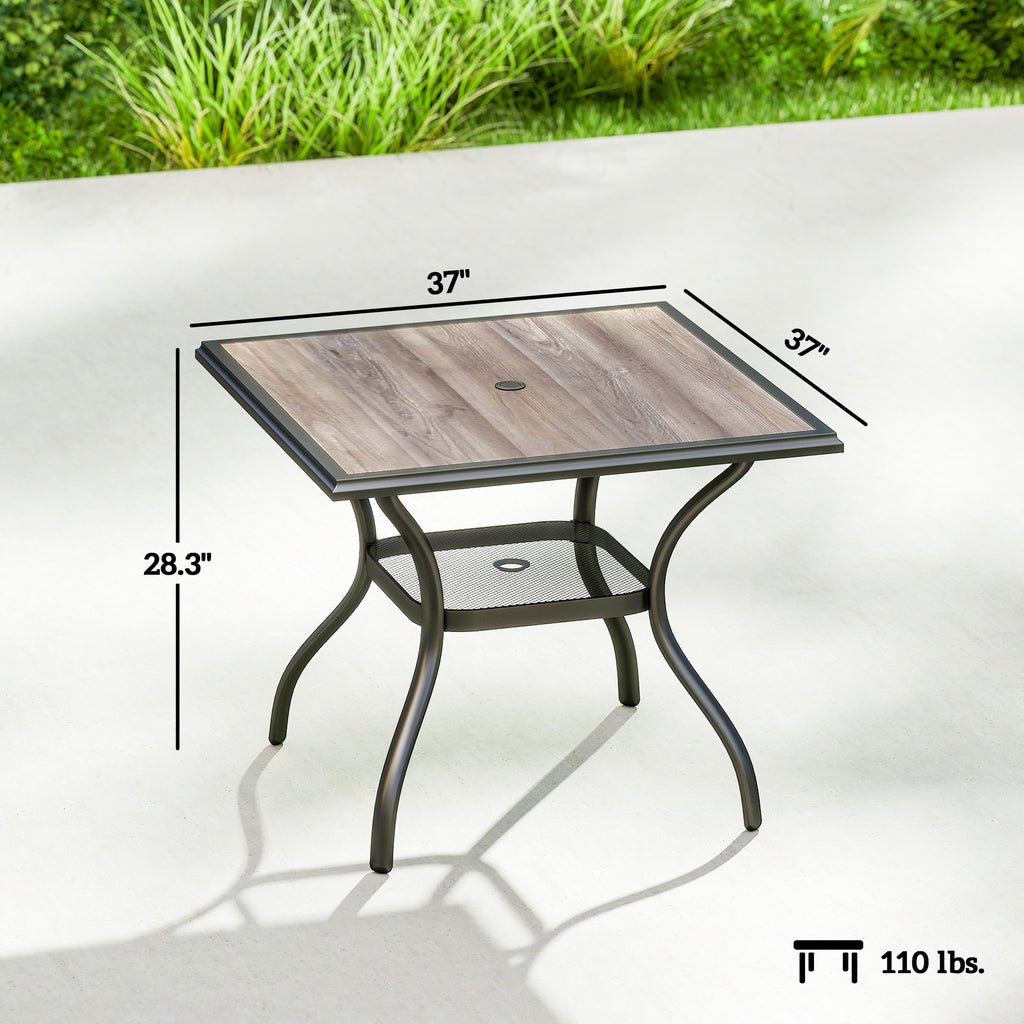 Table à manger extérieure carrée de 37" pour 4 personnes