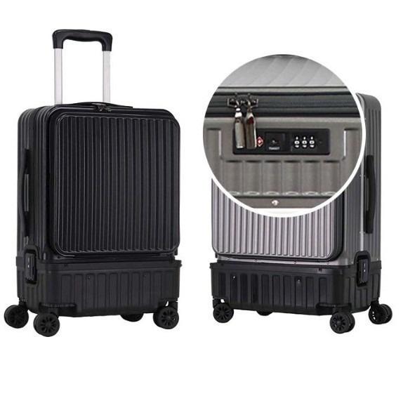 Multifonctionnel ouverture latérale Valise haute capacité avec séparation humide à sec et un Aluminu