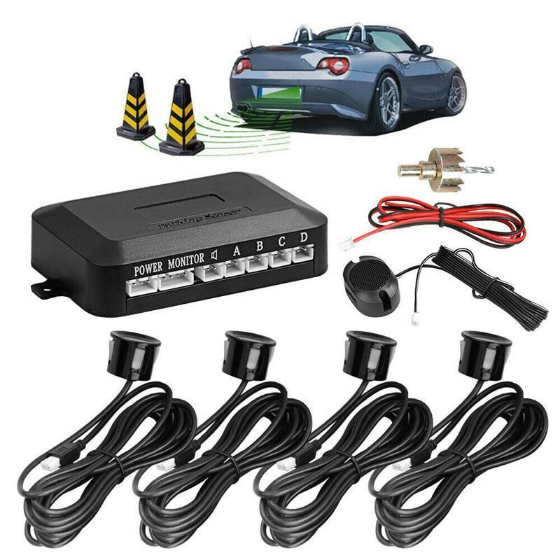 4 capteurs d'aide au stationnement 12V PDC Kit de capteur de stationnement inversé avec alarme et perceuse