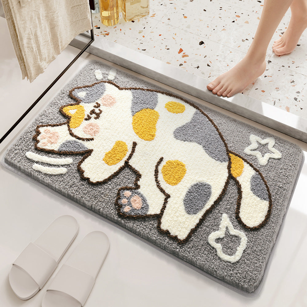 Flocked Home Doormat Salle de bain Rug Absorbent Mat antidérapant Chambre à pied Pad