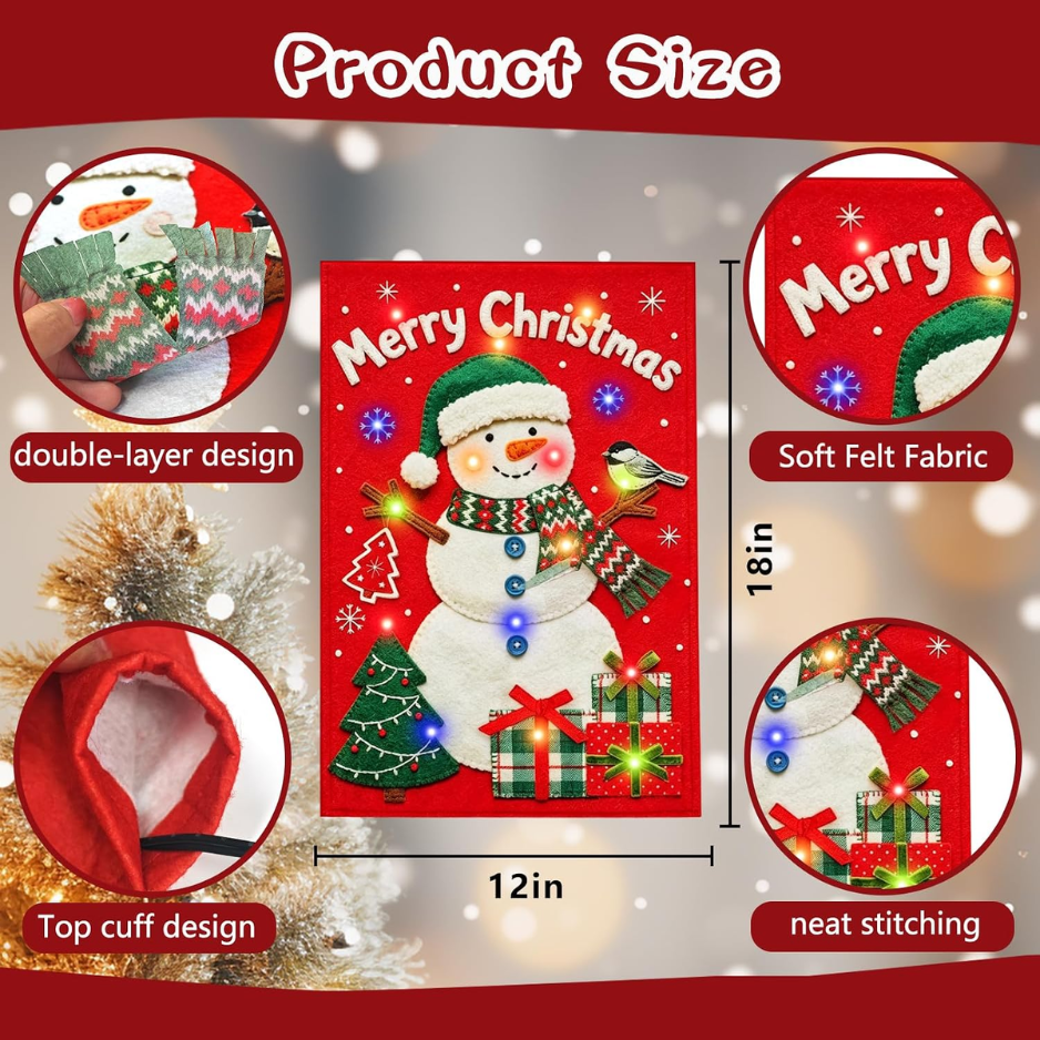Décor du drapeau du jardin de Noël Red Snowman