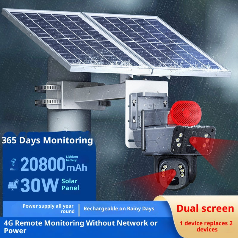 Consommation d'énergie solaire Ball Machine 4G caméra de surveillance double