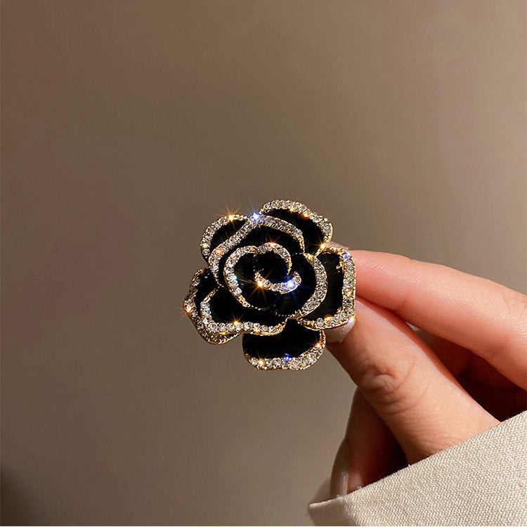 Épingle de corsage en strass haut de gamme Camellia Flower Brooch