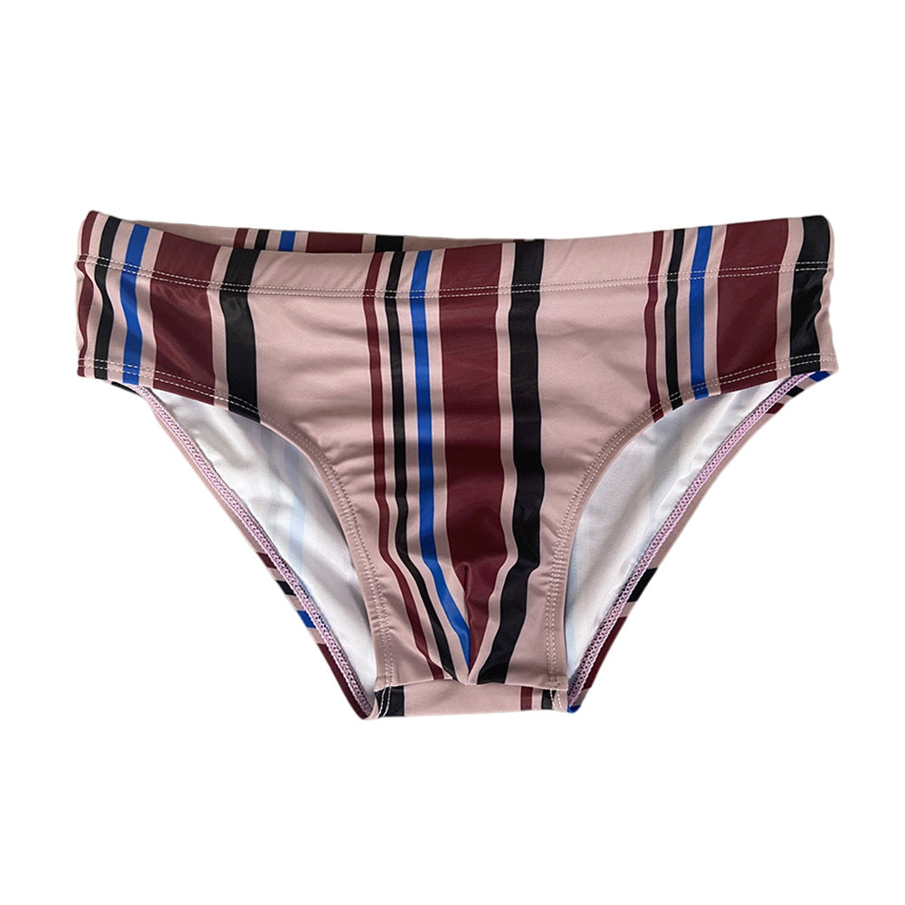 Slip bikini à rayures sexy taille basse pour hommes avec un design de coupe triangulaire