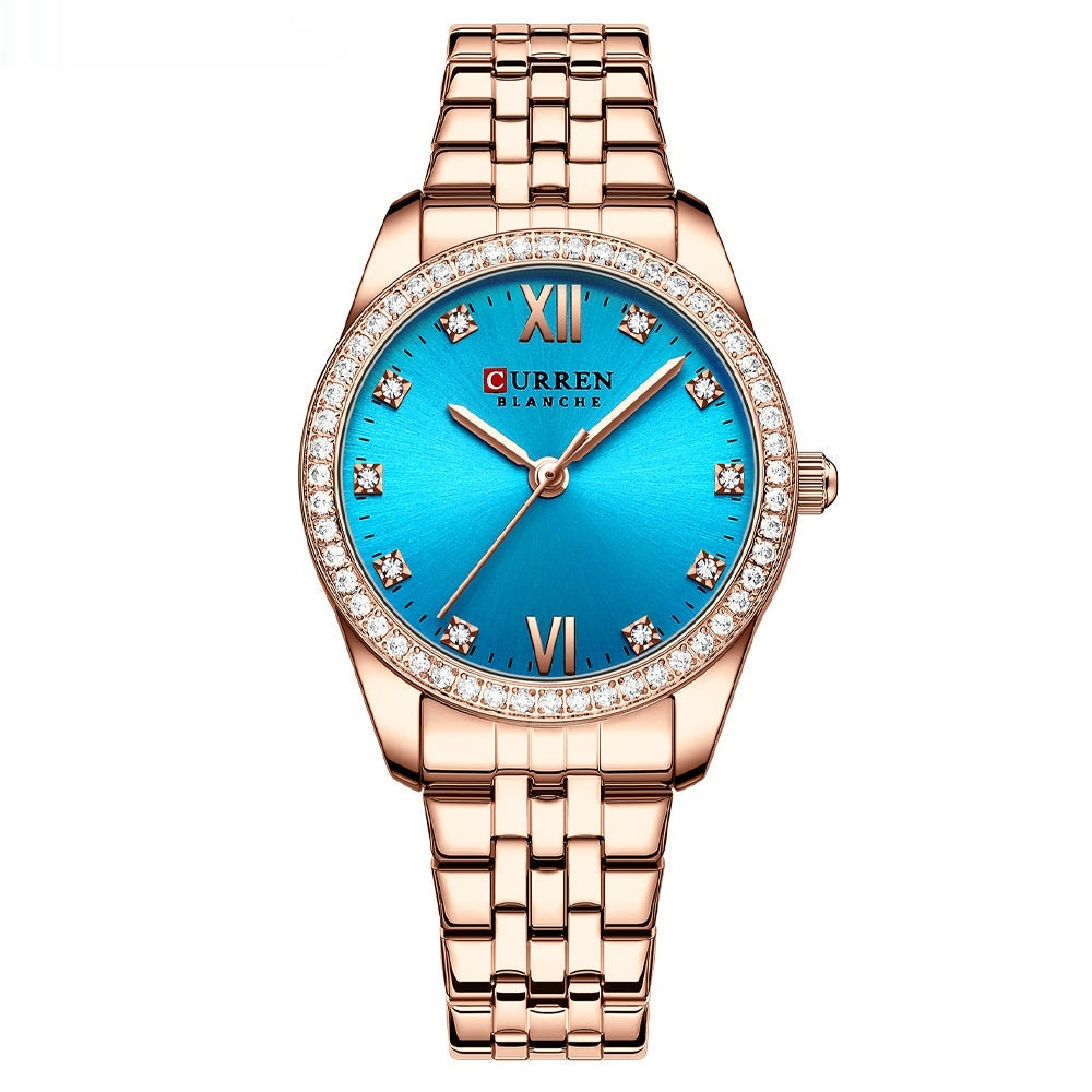Simple waterproof women's watch with Roman numerals