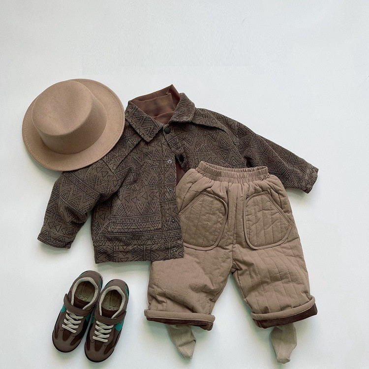 Pantalon léger en coton retro pour enfants à la jambe droite