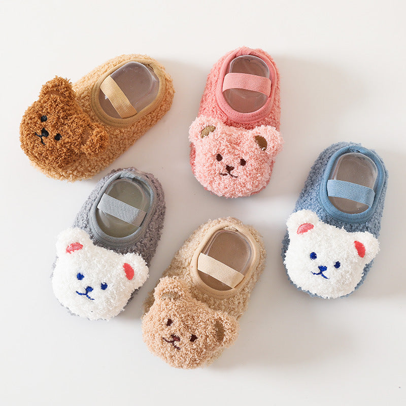 Chaussettes d'hiver Épaisseur bébé Chaussures d'intérieur Non-dérapant