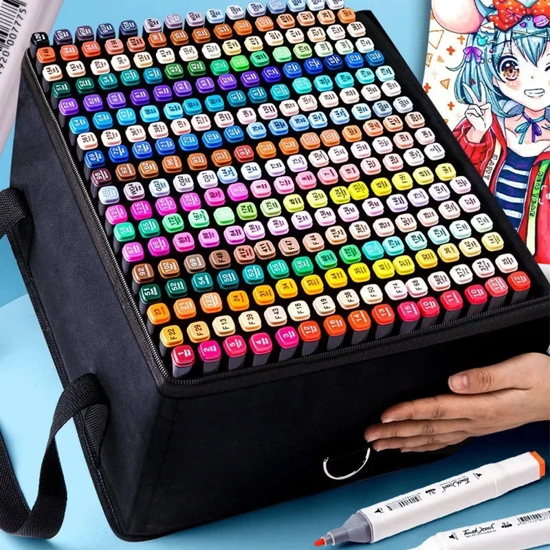 120 couleurs stylos marqueur ensemble Manga pinceau stylo dessin étudiant Kawaii Art School Suppli