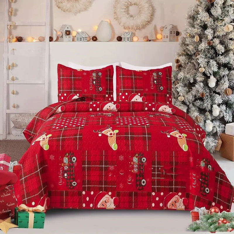 Christmas Peach Skin Lit en tissu Ensemble de trois pièces