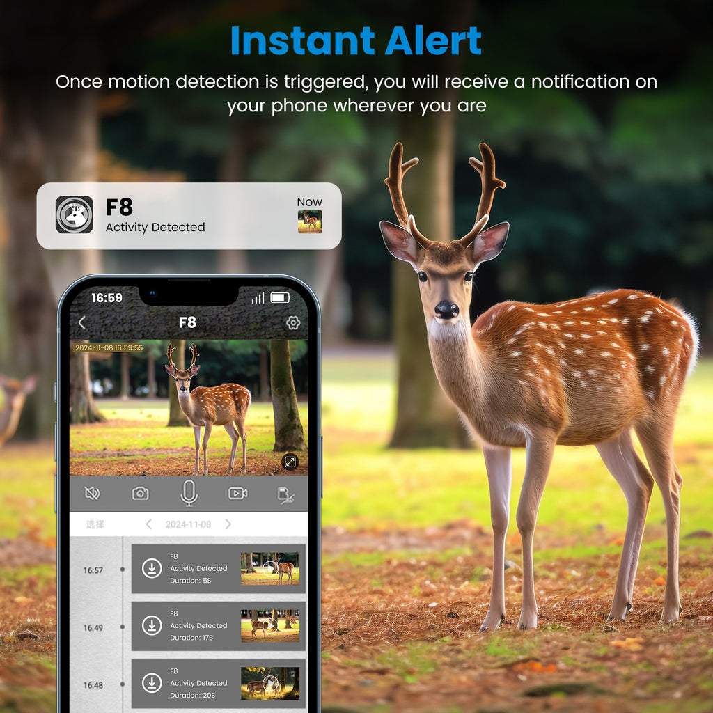 1Pc 4G 4K 30FPS Solar Trail Camera Outdoor Wildlife Camera Motion activé IP66 Waterproo