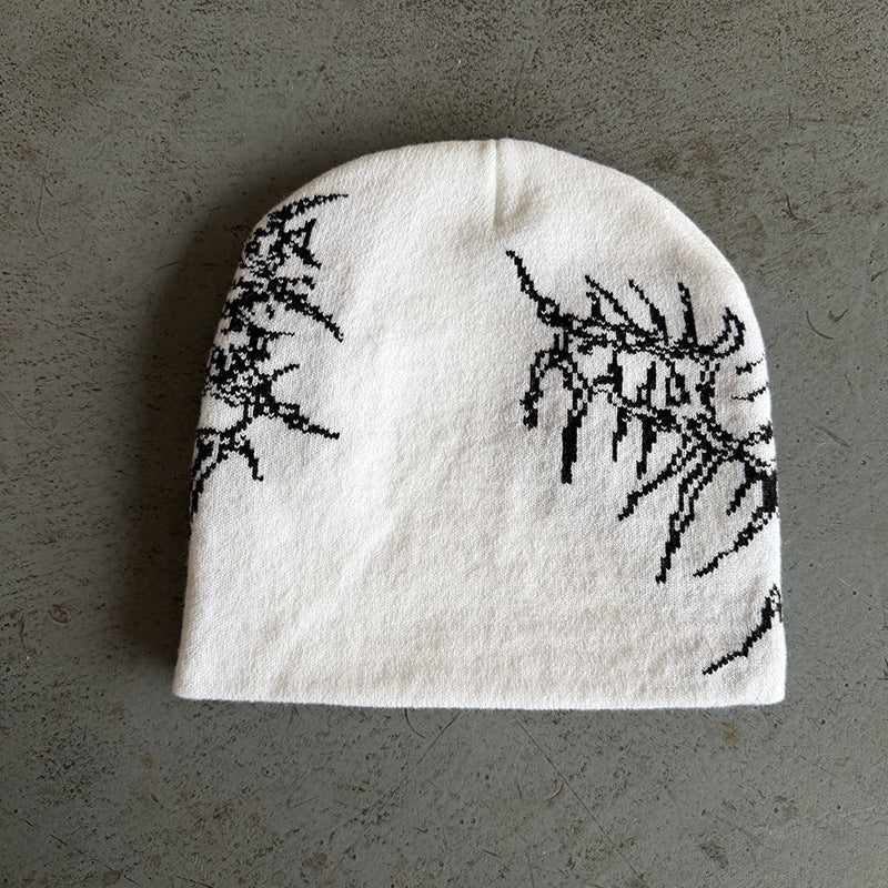 AutomneHiver Squelette de style foncé Chapeau tricoté Jacquard