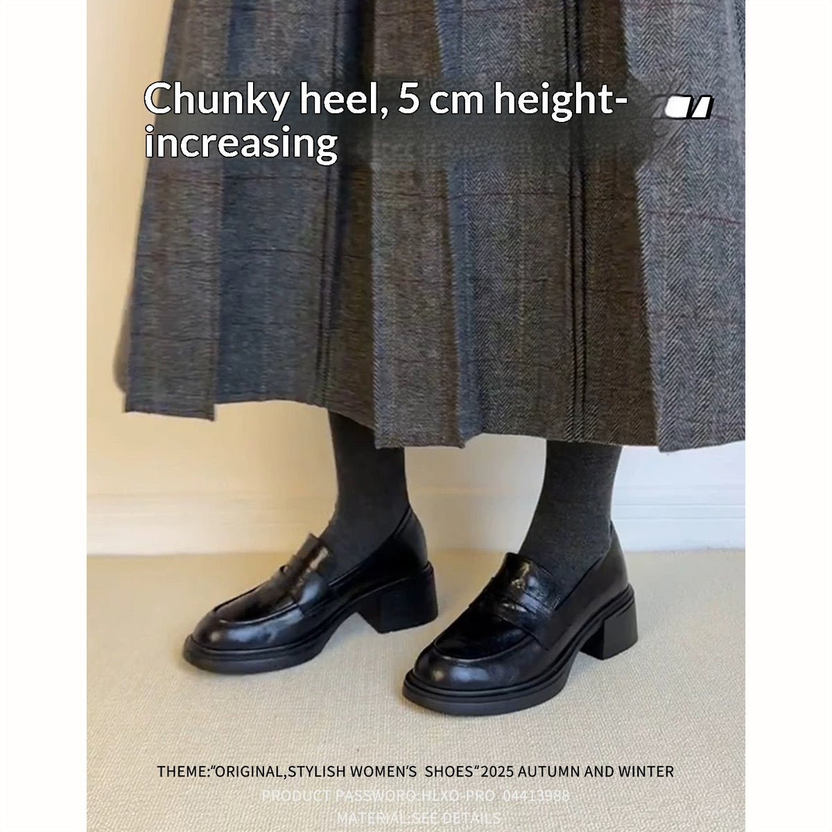 Rétro Pompes à orteils ronds à talons chunky