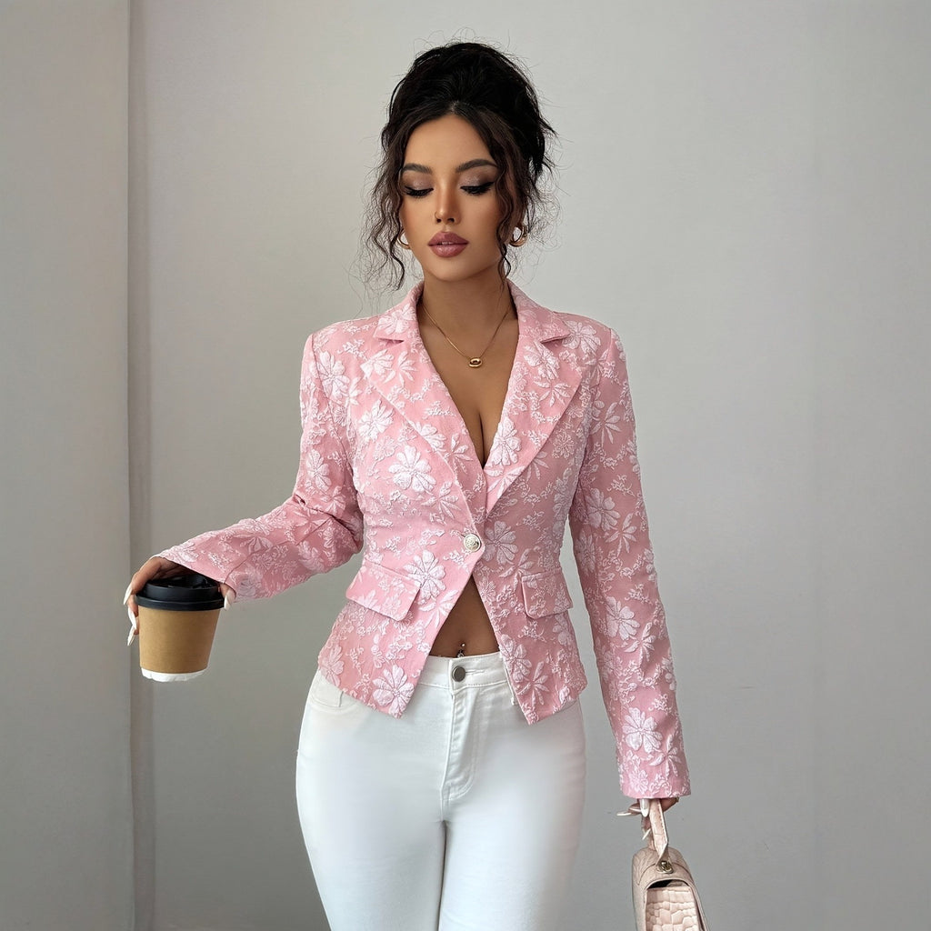 Brodé Fashionable Casual Patchwork Lapel Blazer uni-brassé