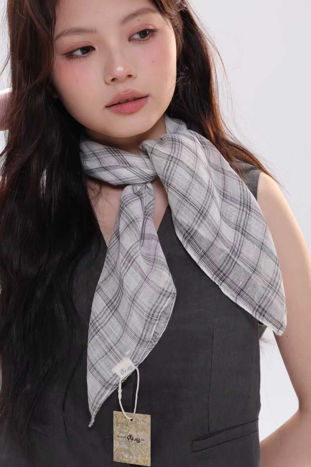 Femmes Retro Plaid Sun-Protective ScarfWaist Scarf