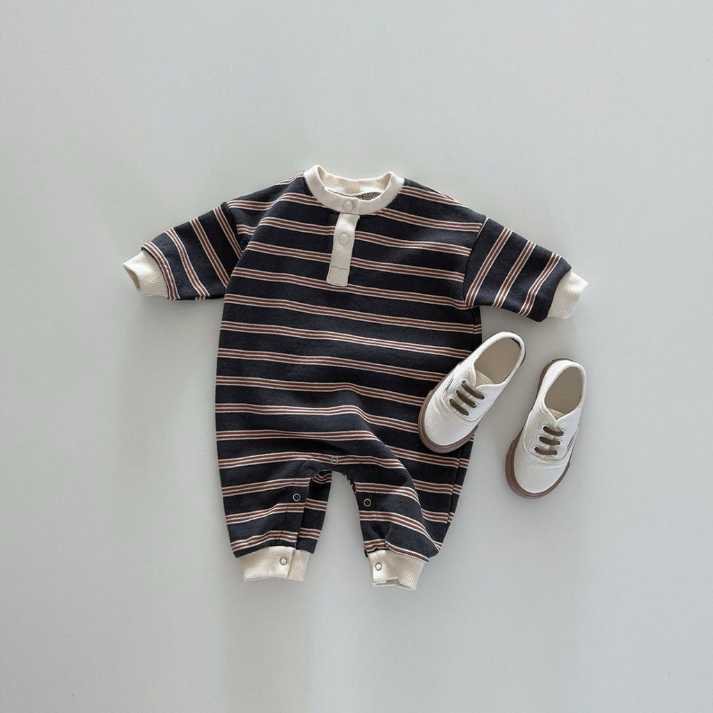 Jumpsuit rayés bébé garçons et filles printemps et automne manches longues