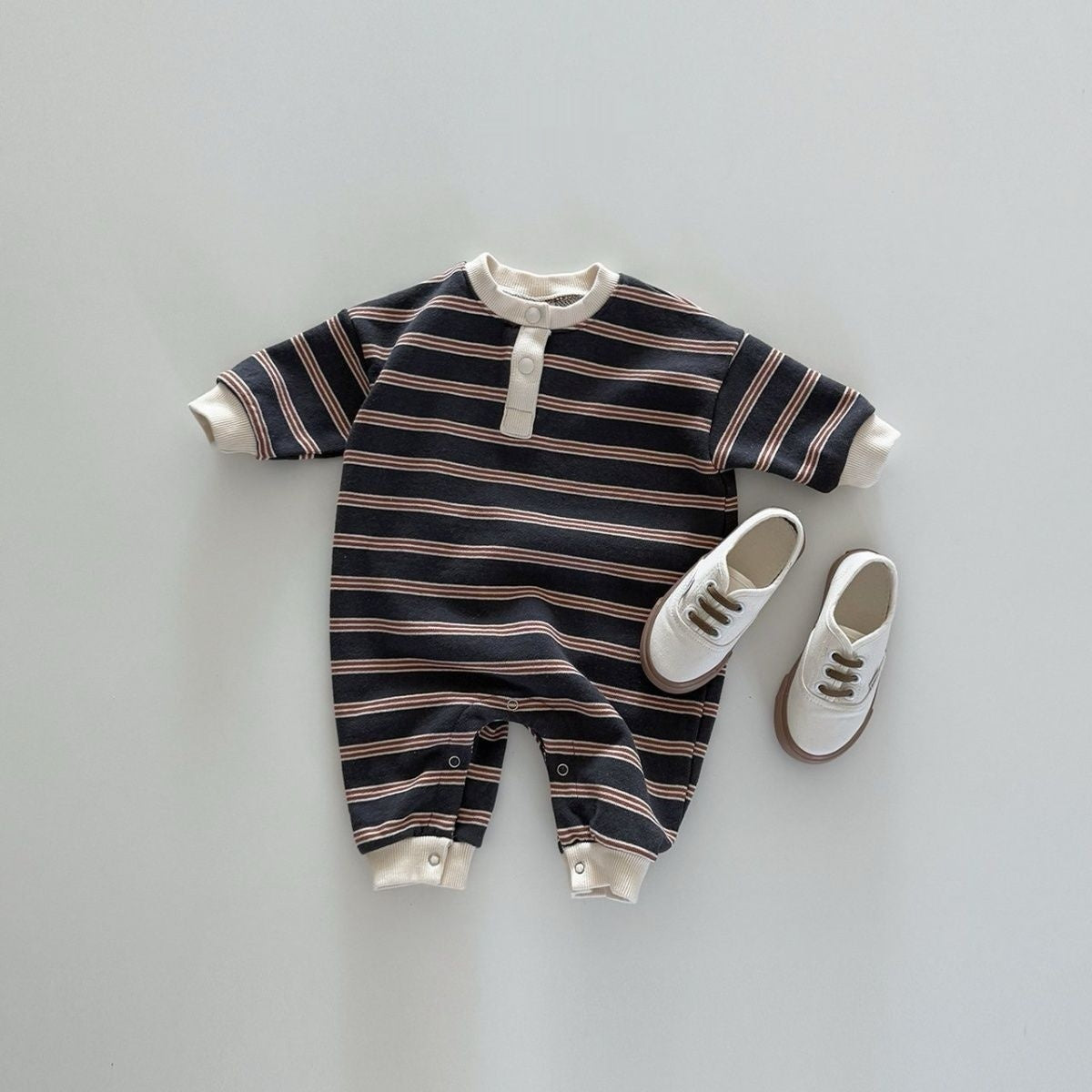 Jumpsuit rayés bébé garçons et filles printemps et automne manches longues