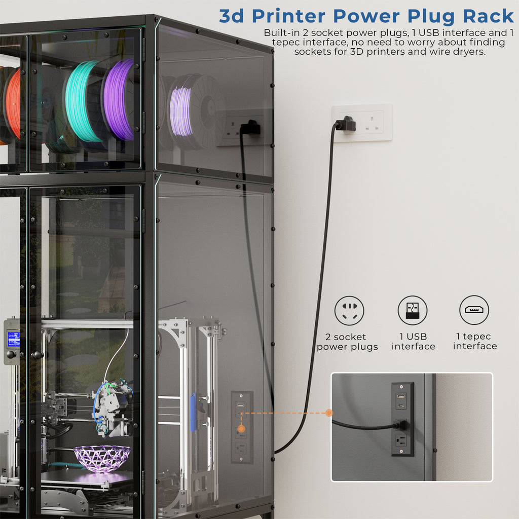 Armoire d'impression 3D avec rack de rangement pour imprimante 3D double couche