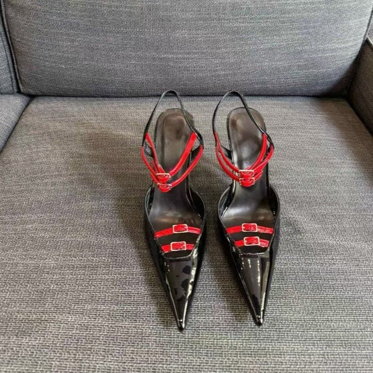 Femmes Printemps Summer Pointed Toe Stiletto Talons European American Fashion Slim Fit Versatil