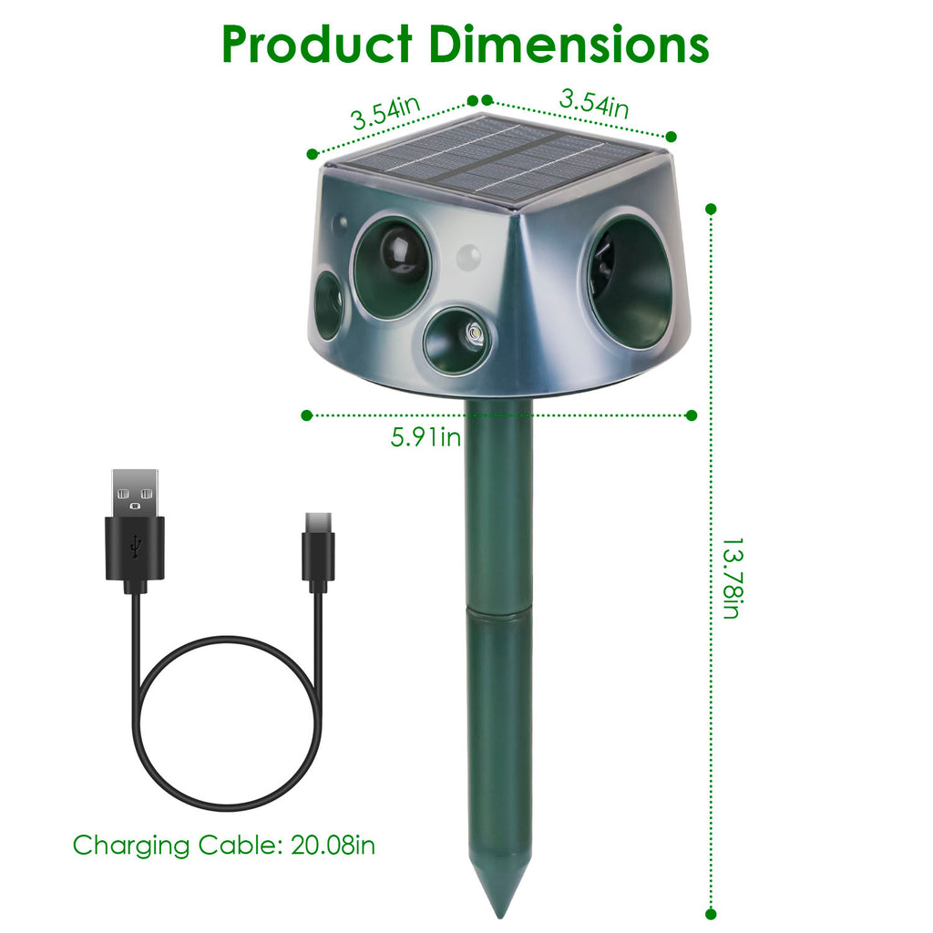 Temu & TK Auto-pickup Order Solaire et répulsif pour animaux de type C rechargeable - Trois M