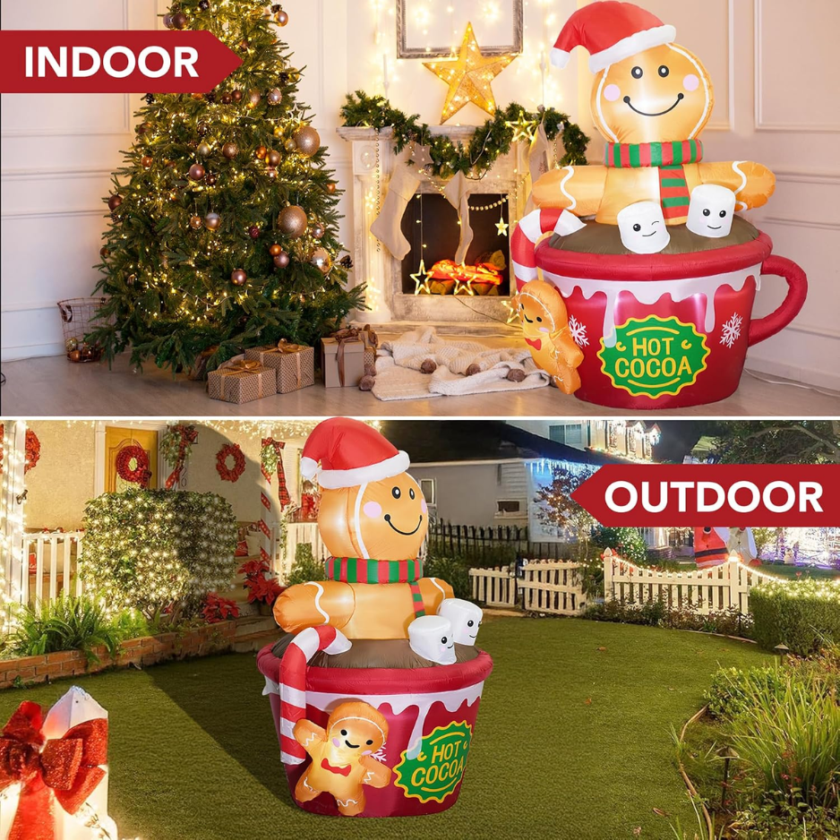 6 FT Gonflables de Noël Décorations extérieures
