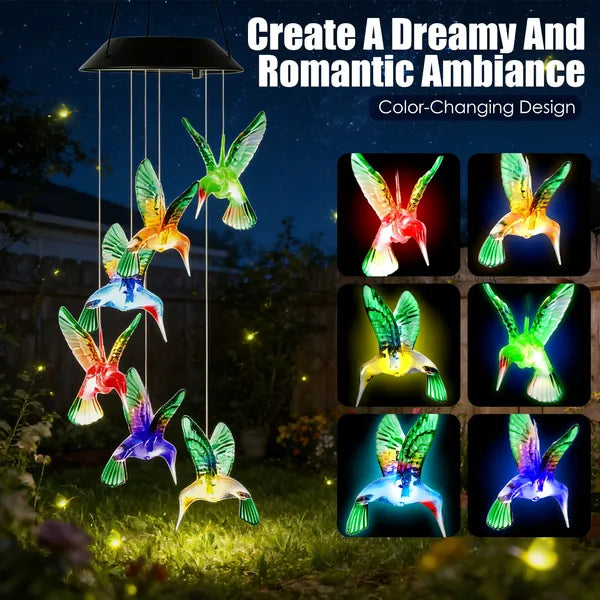 2PCS Colibri solaire vent Chimes avec changement de couleur LED lumières