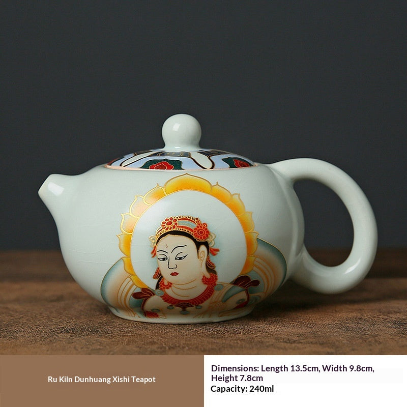 Ruyuan Dunhuang Hovering Lid Ceramic Bol à trois pièces à thé