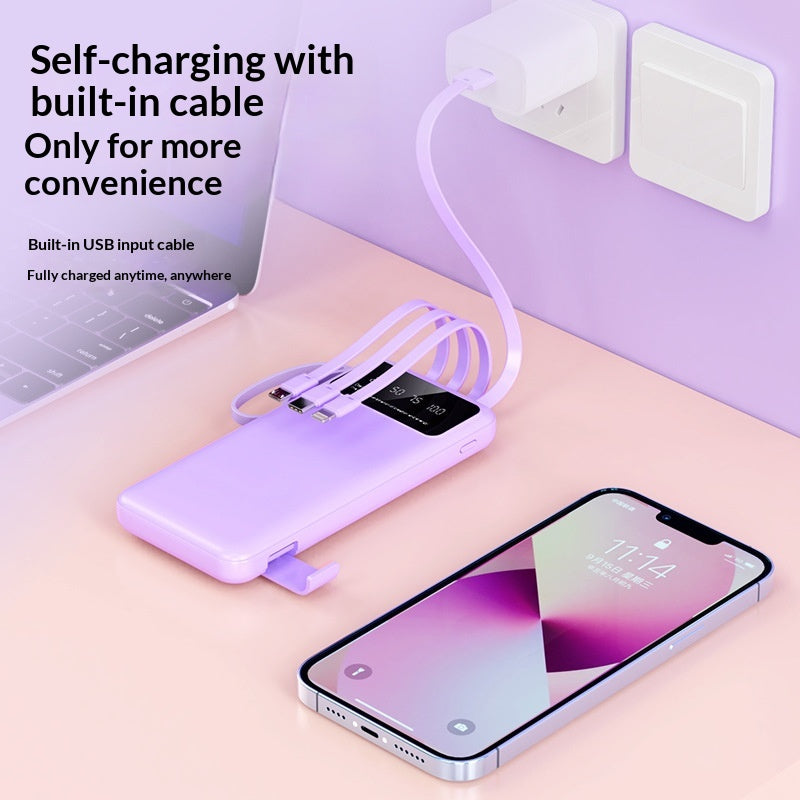 Portable Charger with Built-in Multi-Port Cable