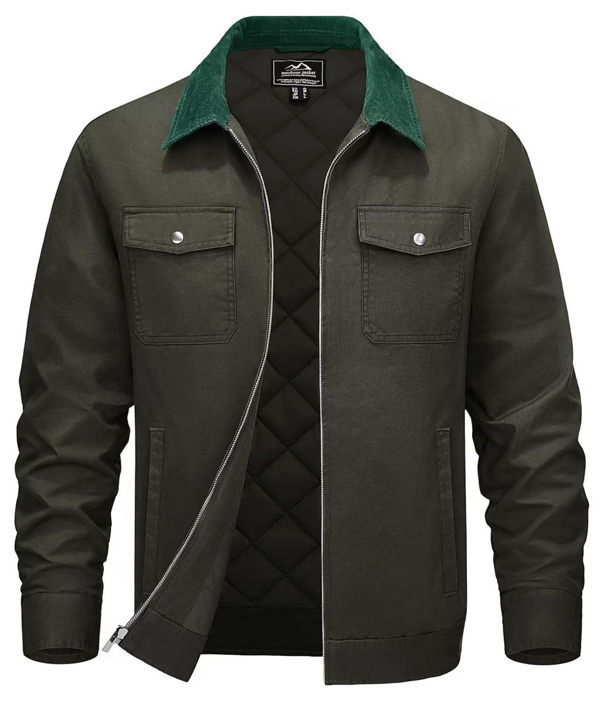 Vêtements en coton rembourrés pour hommes Col Polo à manches longues Couleur solide Chaud Loose Casual