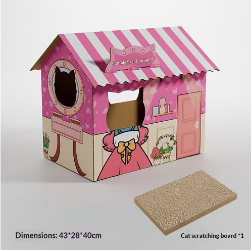 Chat Villa All-in-One Scratching Post & BedThickened Corrugated Paper Scratch Toy