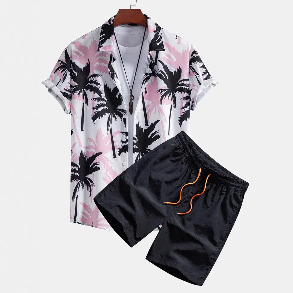 Men's Casual Digital Print Shirt Set