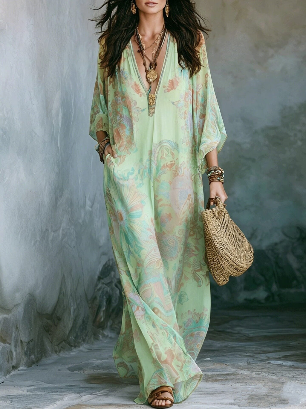 Women's Fresh and Flowy Printed Retro Dress