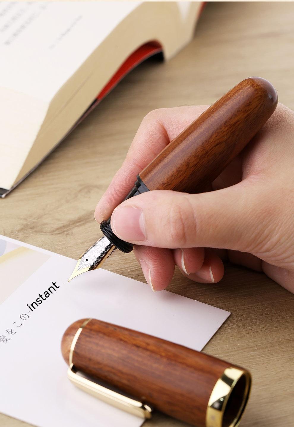 Stylo d'encre de bois massif fine pointe mignon Chubby Stylo court