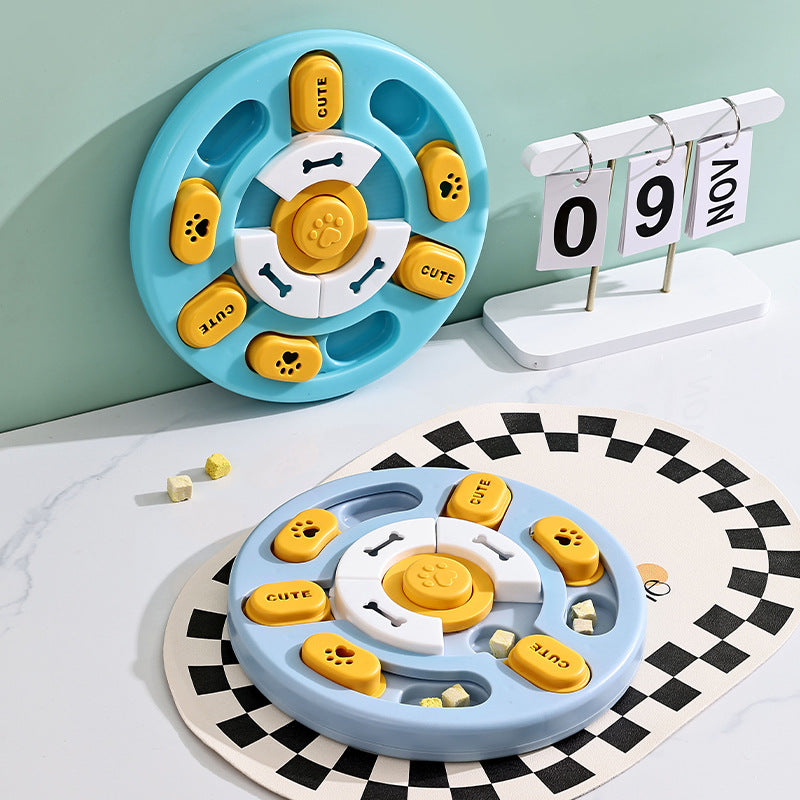 Round sound toy in blue and yellow