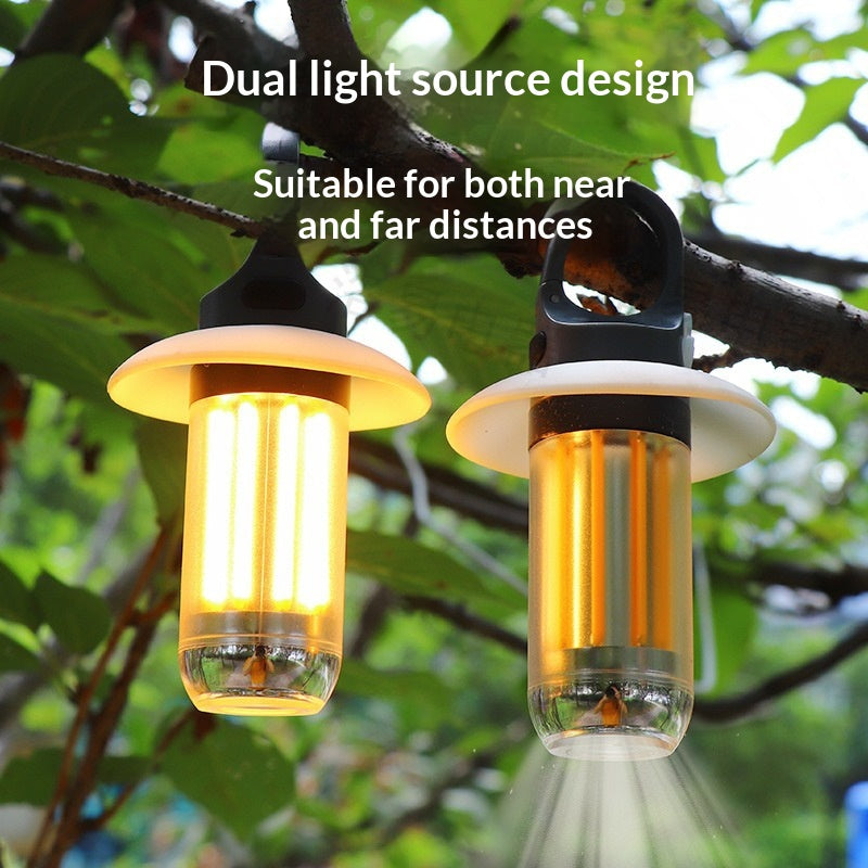 Lampe de camping double source avec crochet suspendu multi-fonction extérieur