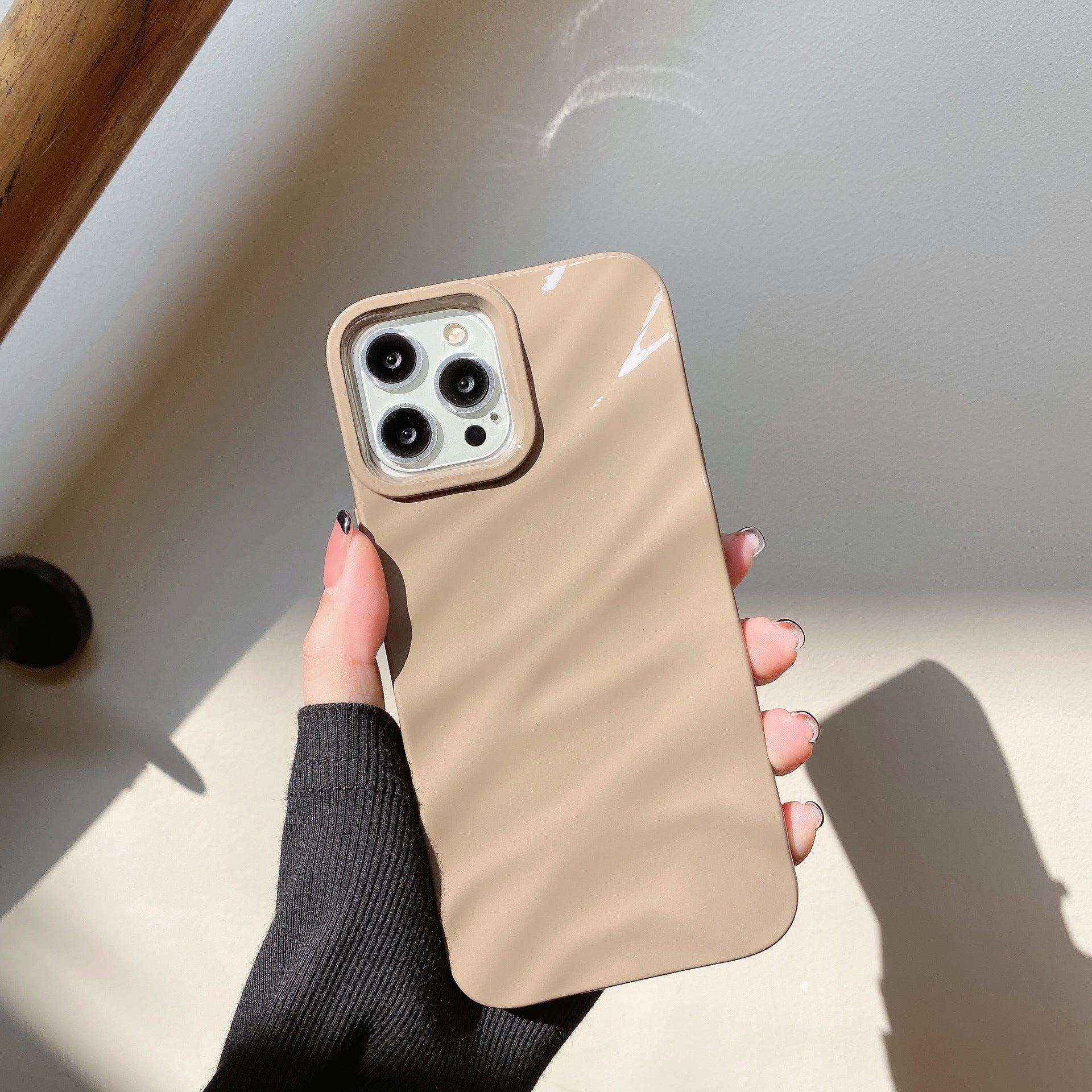 Housse de téléphone plissée de couleur solide anti-chute