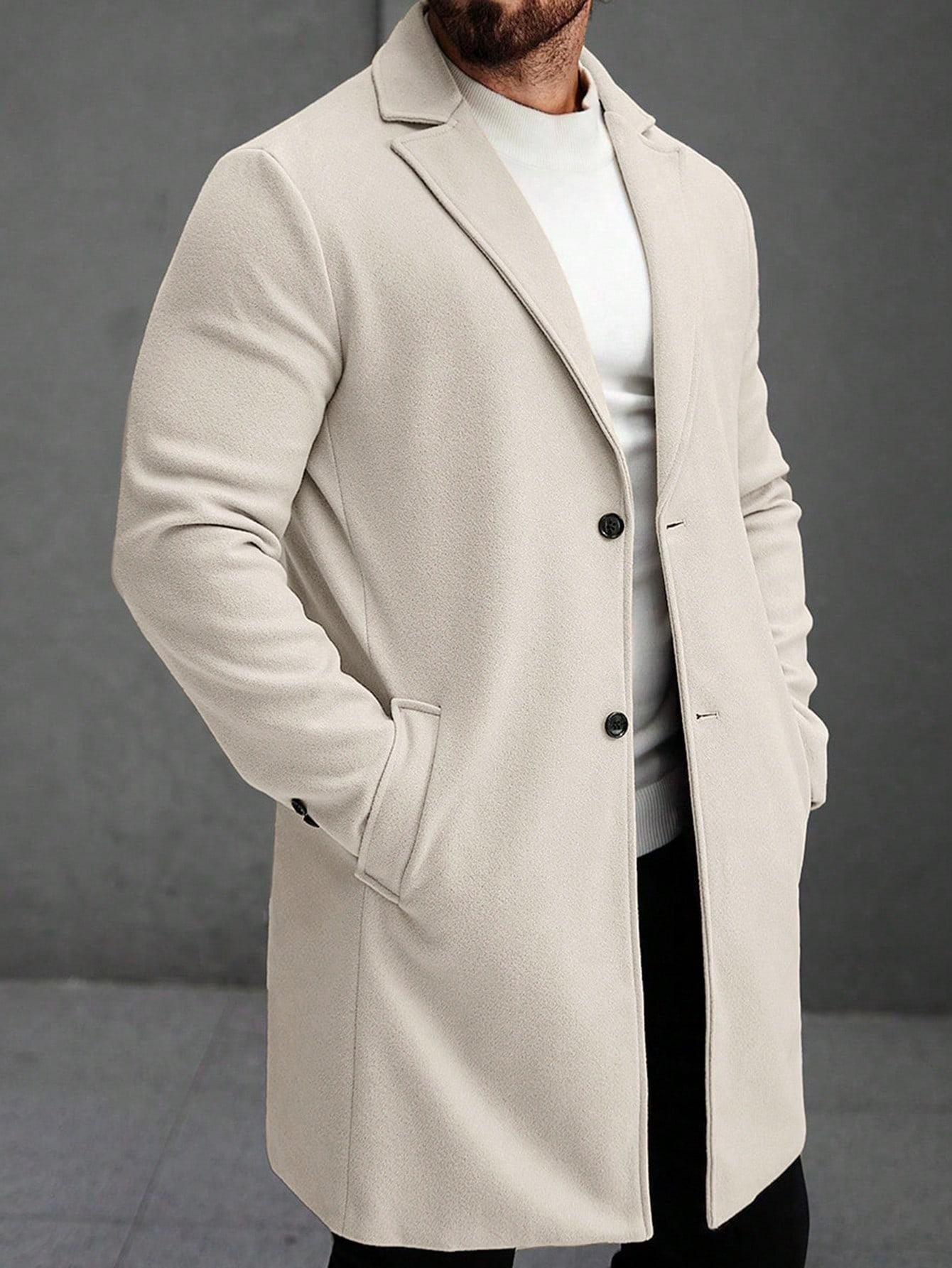 Manteau mi-long en laine de couleur solide