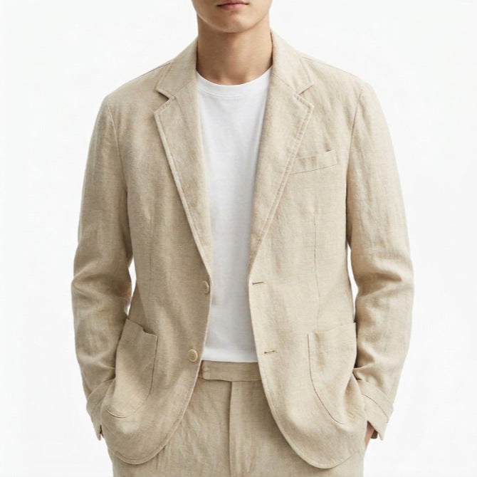 Plus-Taille Cotton-Liné uni-brassé Blazer pour hommes entreprise