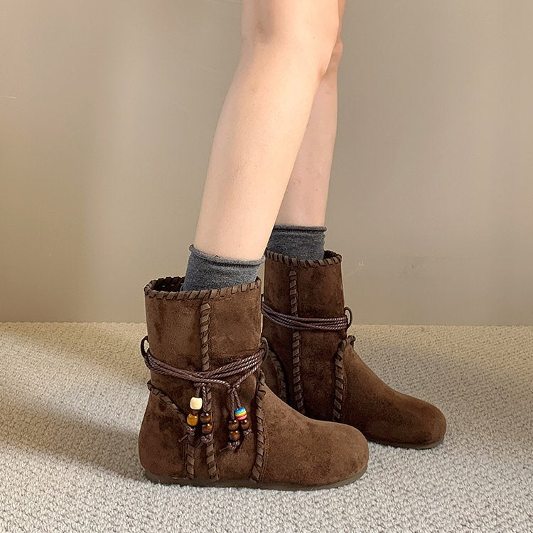 Automne Femmes Niche Vieille Bottes de cheville de Tassel
