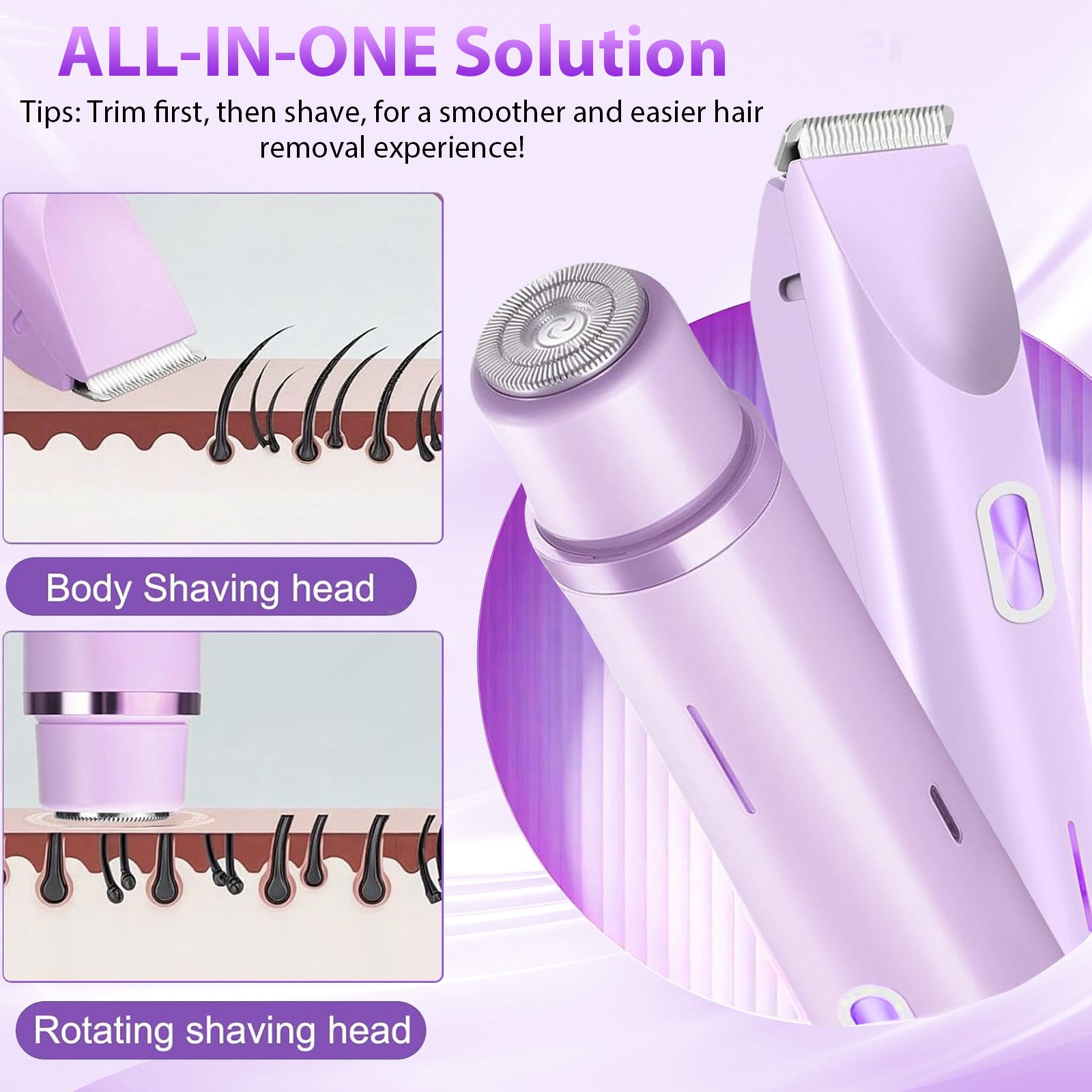 2-en-1 Rasoir avec tête de remplacement et brosse de nettoyage pour un accès précis de soirée de grooming